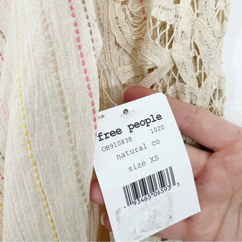 Free People Floating Memories Blouse in Natural Combo Size XS NWT